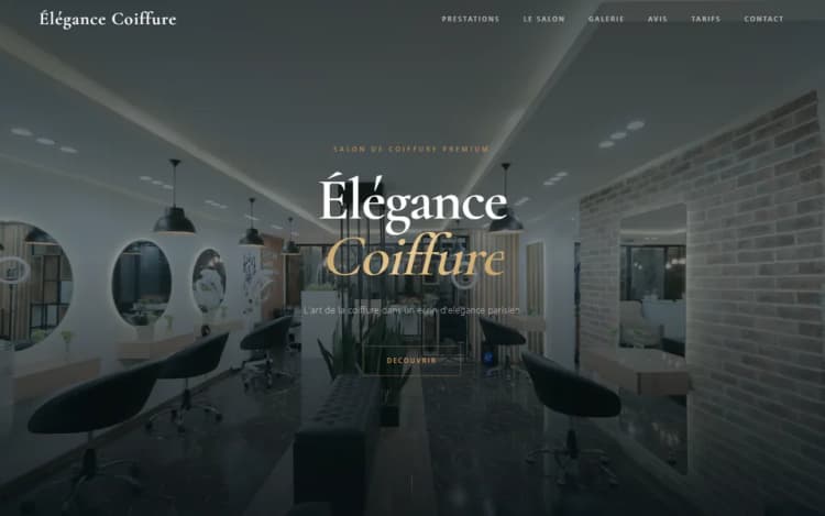 Exemple de site internet professionnel pour salon de coiffure créé par ArtisanForge