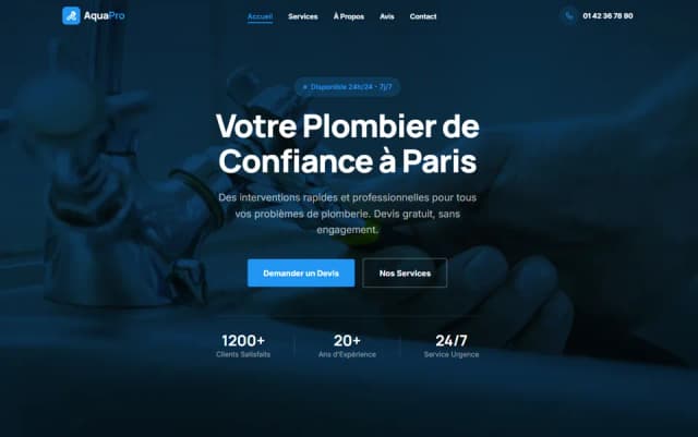 Exemple de site internet professionnel pour plombier créé par ArtisanForge